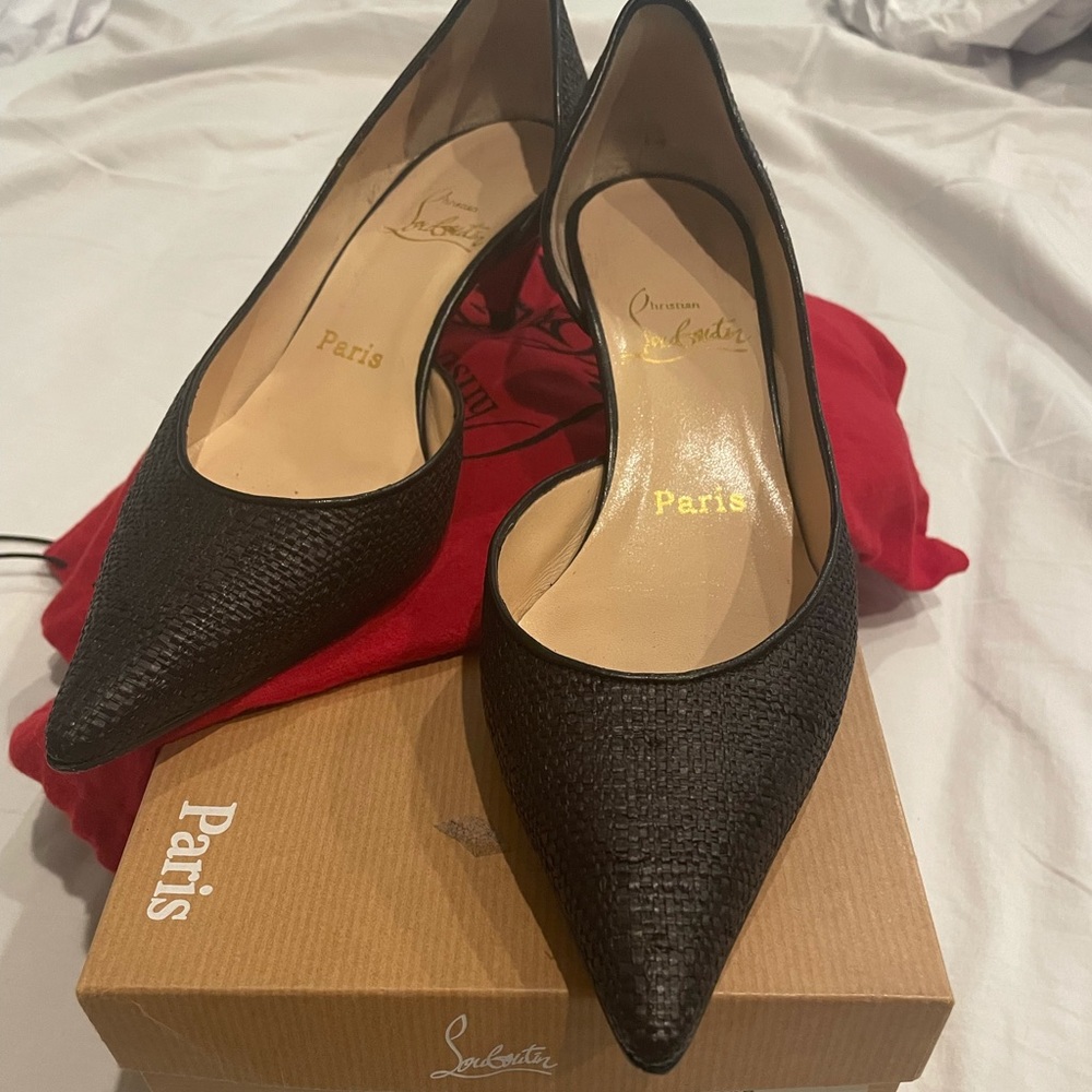 Christian Louboutin rafia black heels